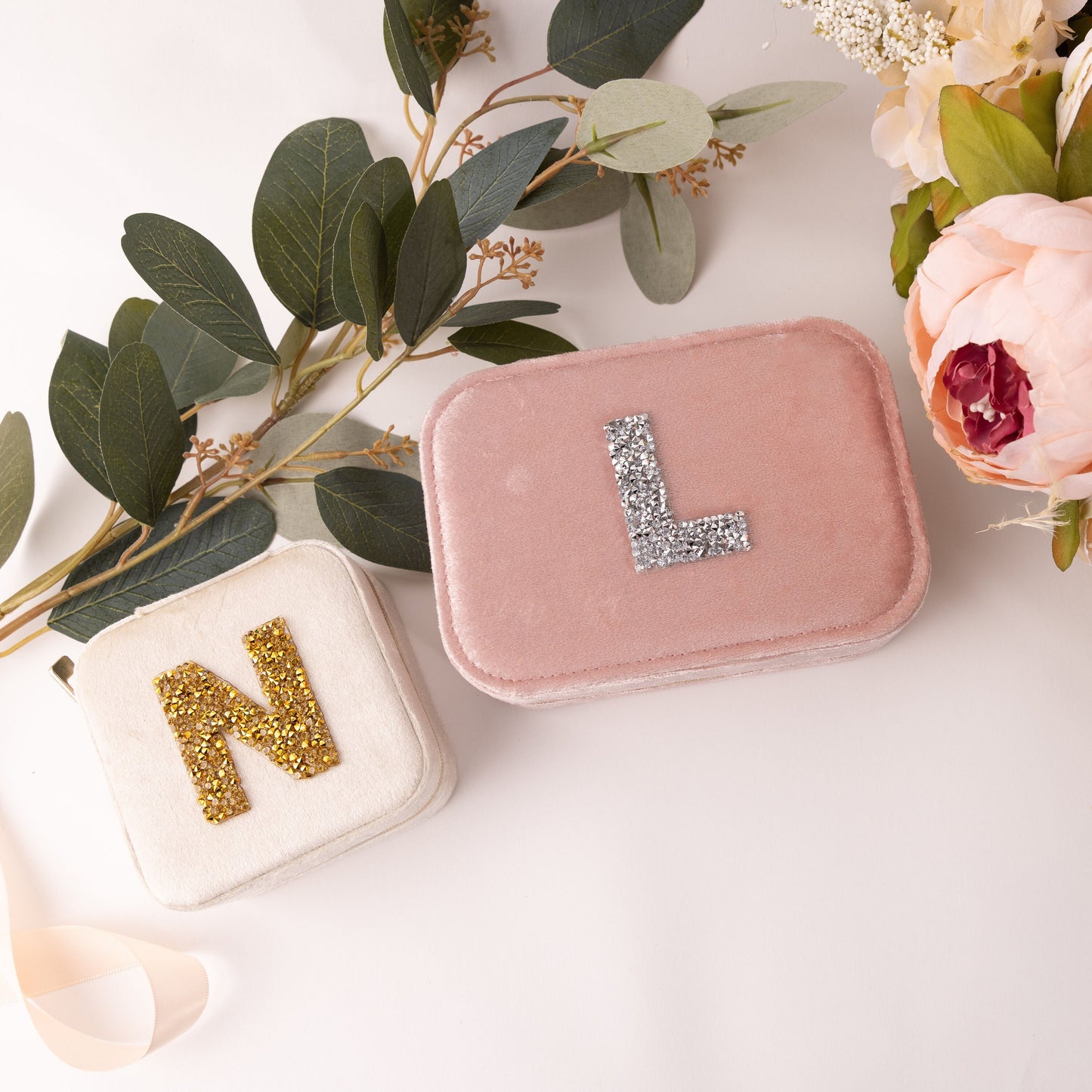 Rhinestone Initial Velvet Jewelry Box - Build Your Own Gift Box - Add On