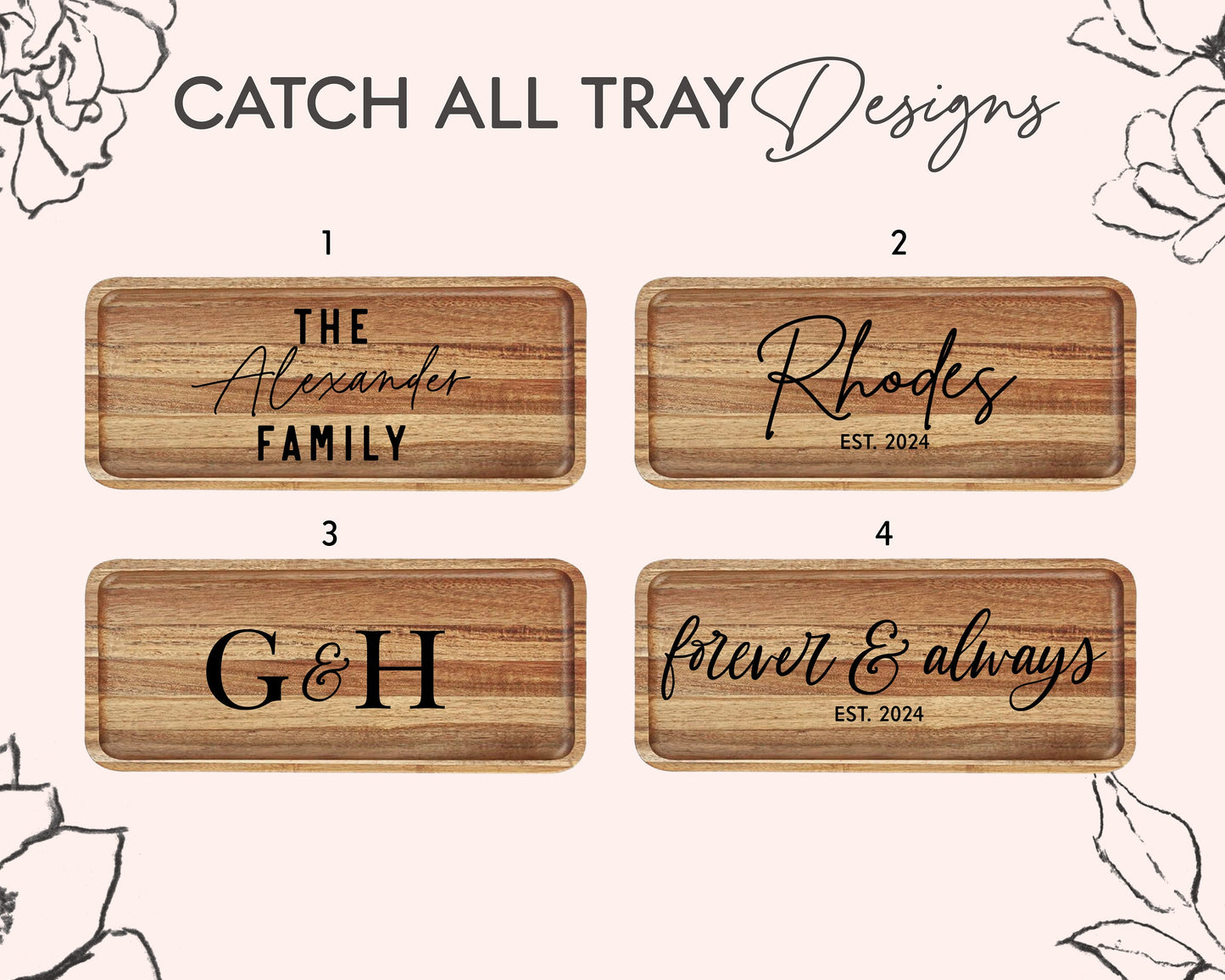 Engraved Wood Catch All Tray - Build Your Own Gift Box - Add On