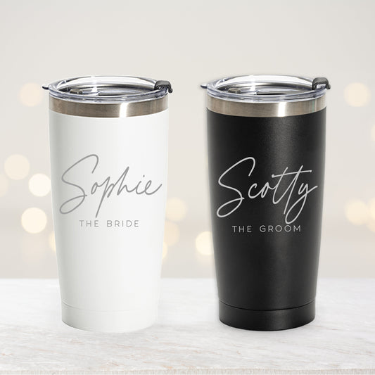 Bride and Groom Matching Engraved Tumbler Gift Set