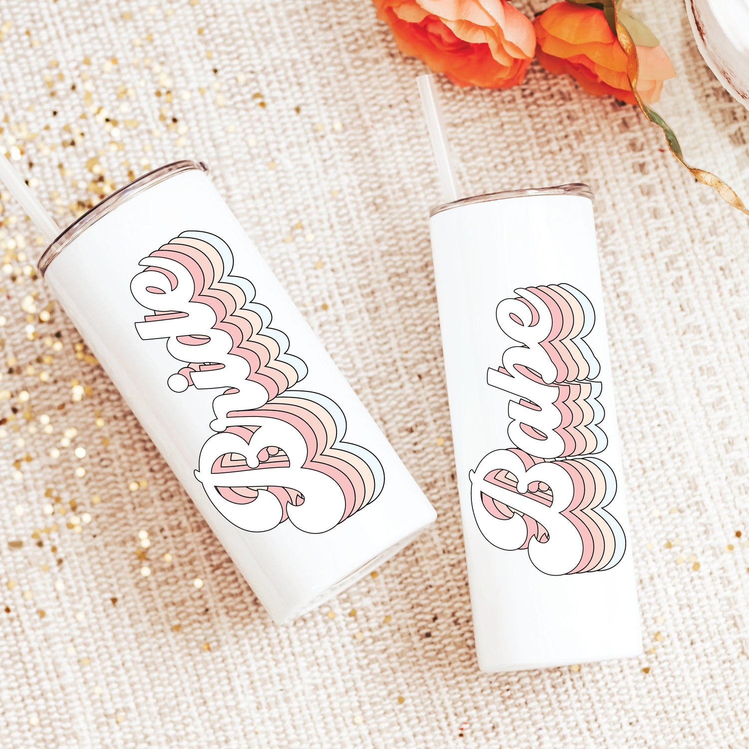 Retro Bridal Party Stainless Steel Tumblers, Vintage Bride Tumbler, Pastel Tumbler, Bride, Babe, Mother of the Bride, Bachelorette, Gift for