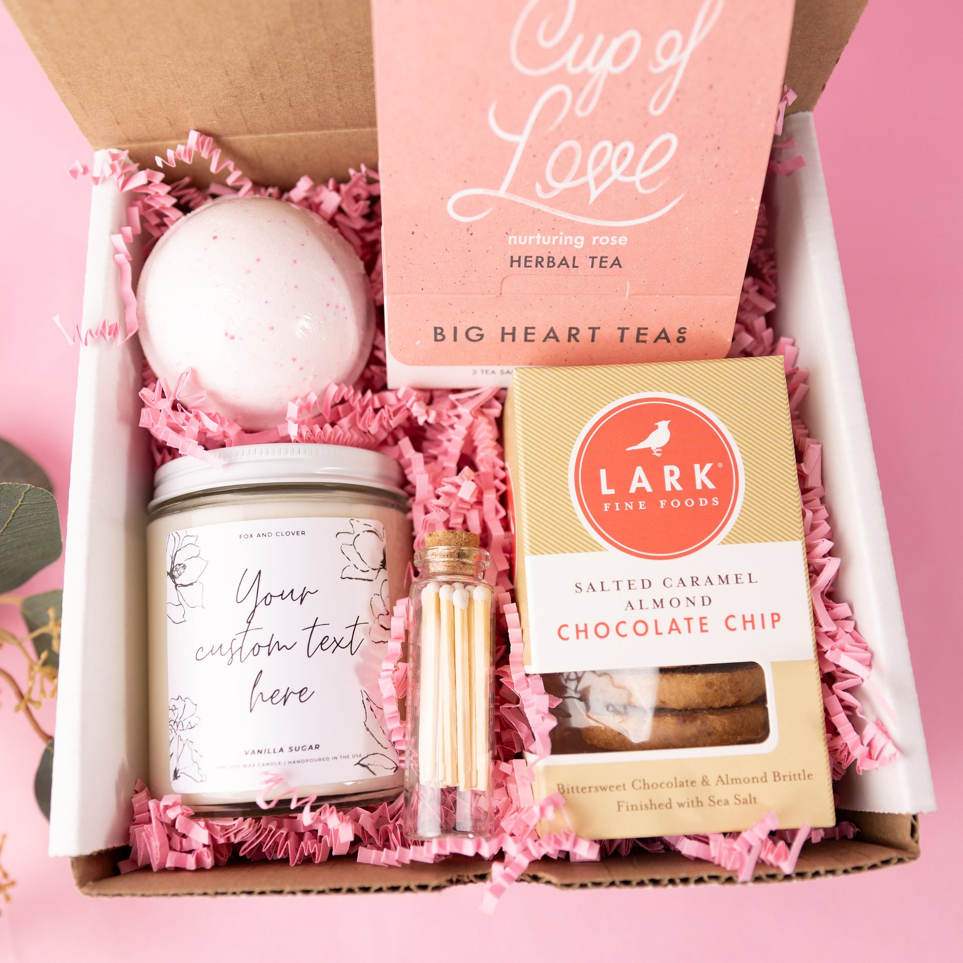 a box of treats and a cup of love tea