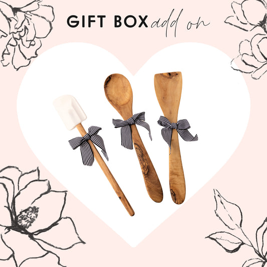 Engraved Olive Wood Cooking Utensils (Set of 3) - Build Your Own Gift Box - Add On