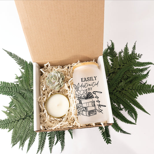 Easily Distracted by Books Tumbler Gift Box